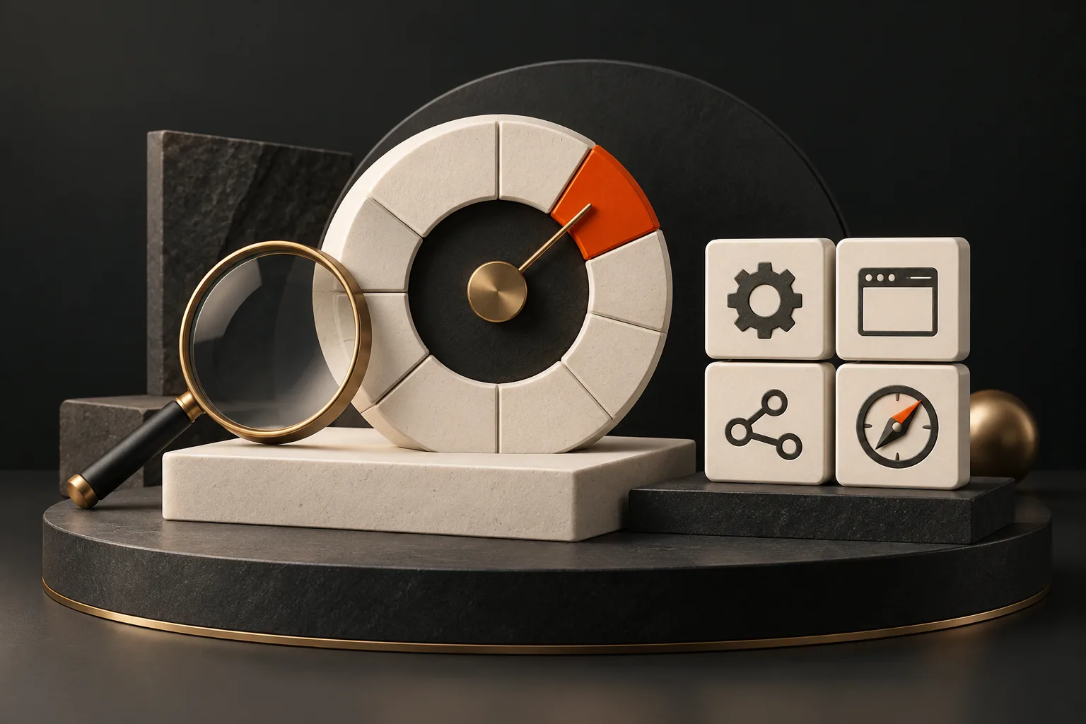 Concept illustration: A dial and tools for reviewing business readiness